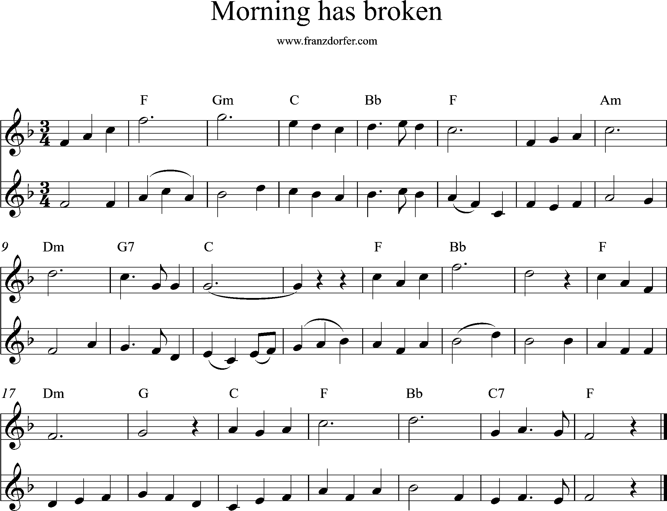 Klarinetten Duo, Morning has broken, F-Dur